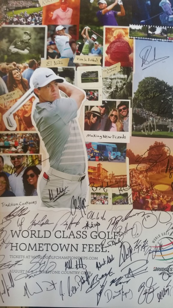 Rory's picture appearing on a poster all players competing this week are being asked to autograph.