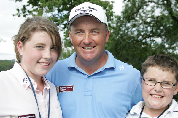 Damien McGrane with his children, Gemma and Ethen, after shooting 6 under par on Day 1 of the 3 Irish Open at the Killarney Golf & Fishing Club, 29th July 2010..(Picture Eoin Clarke/www.golffile.ie)
