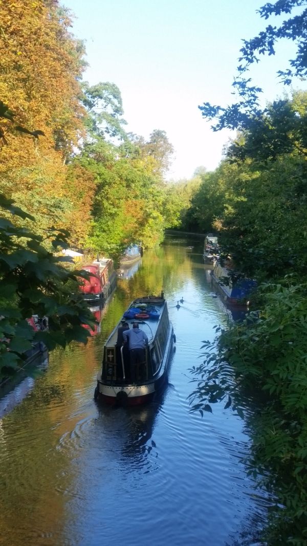 A barge adds additional colour to this autumn setting on the Union Canal at Peartree Bridge