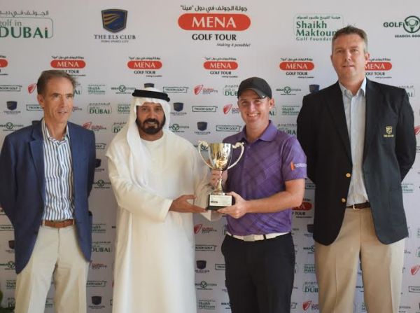 Clarke Lutton winning earlier this month at the Els Club in Dubai.