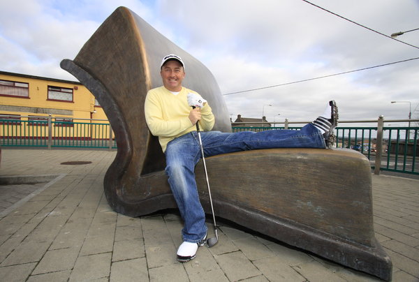 Damien McGrane relaxes on the "Book of Kells", Kells Co.Meath, 25th February 2012(Photo Eoin Clarke/www.golffile.ie)