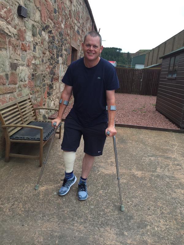 A month ago Scotland's David Drysdale was getting about on crutches. (Photo - Vicky Drysdale)