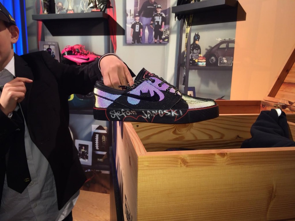 Isaiah Neumayer-Grubb and his Batman theme designed Nike shoes.