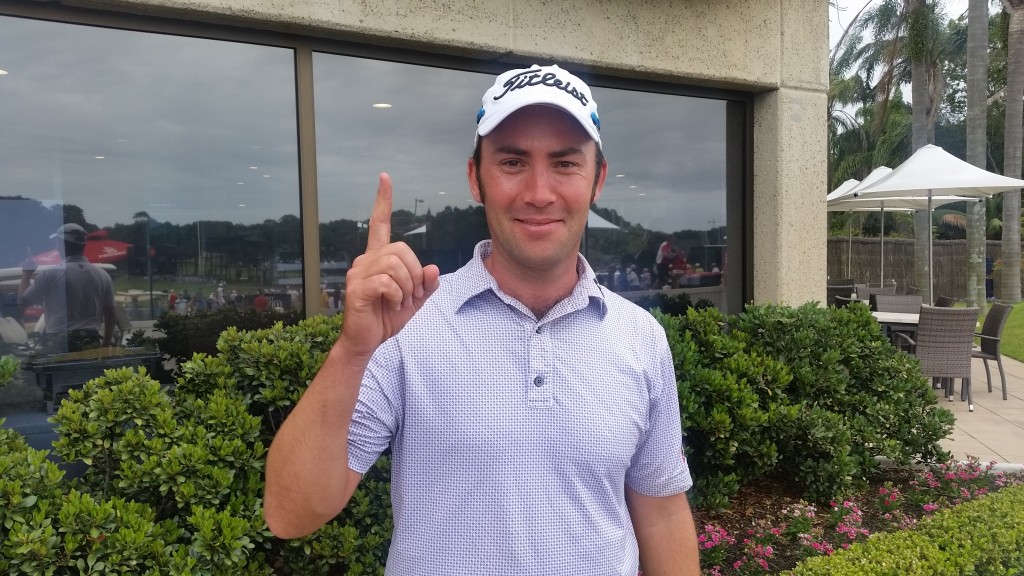 No cigar, No champers and certainly No car as Anthony Brown grabs the sixth ace of his career on day two of the Australian Open. (Pic - www.golfbytourmiss.com)