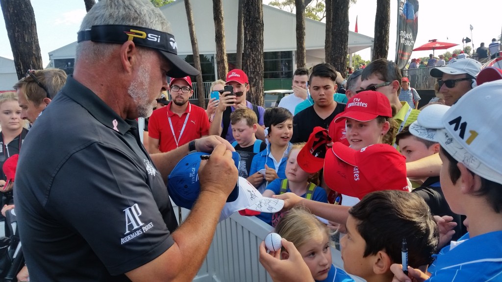 Darren Clarke mobbed all four days in Sydney by autograph and 'selfie' hunters.