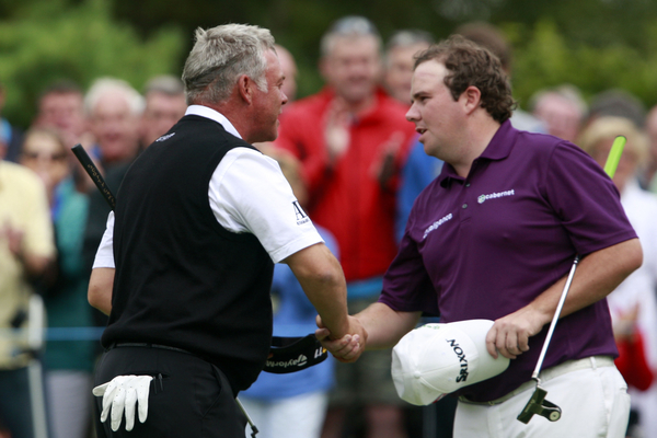 Shane Lowry shaking hands with Darren Clarke at the 2011 Irish Open. (Photo - www.golffile.ie)