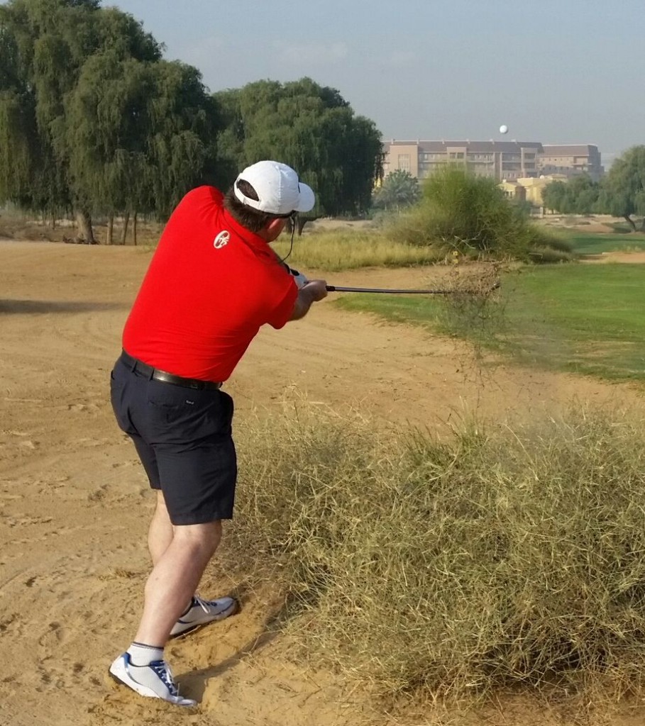 .....and Stuart extracts his ball from the bush and back onto the 'short stuff'.