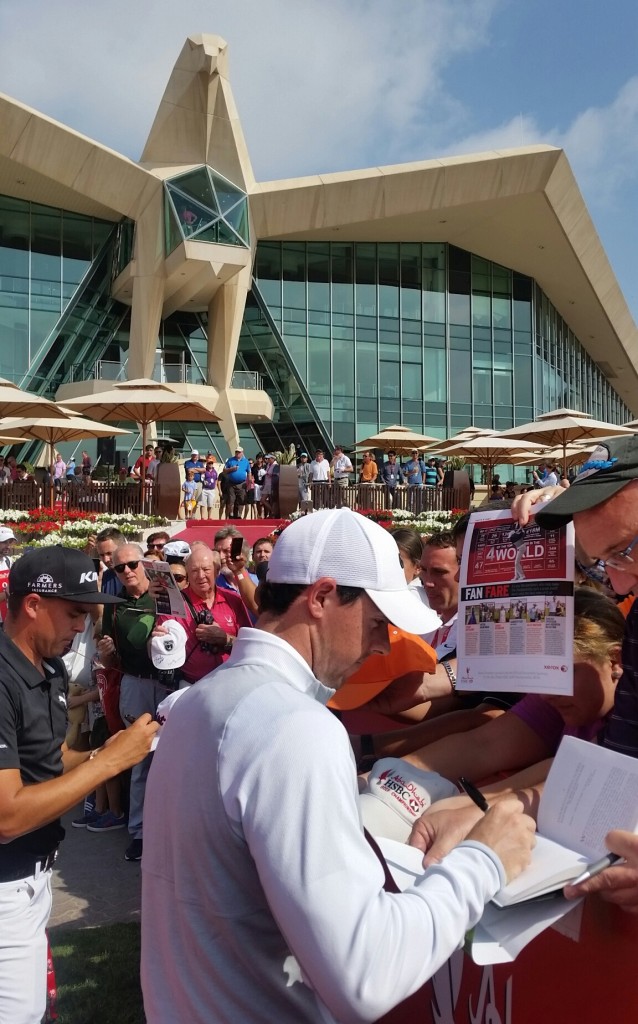Rory McIlroy soaring ahead of returning to the Falcon clubhouse in finishing birdie, eagle. (Photo - www.golfbytourmiss.com)