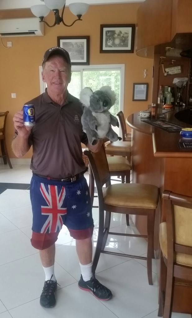 I've grabbed a couple of fellow Aussies for a snap at Sue and Nigel's bar.