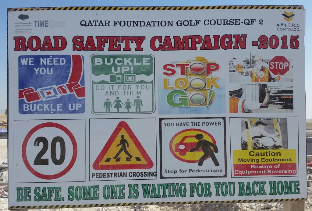 Safety is key is clearly important at the site of the Qatar International Golf Club,