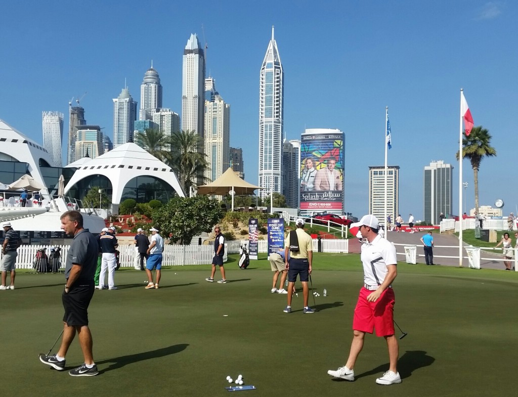 Rory McIlroy working on his putting today at the Emirates Golf Club. (Photo - www.golfbytourmiss.com)