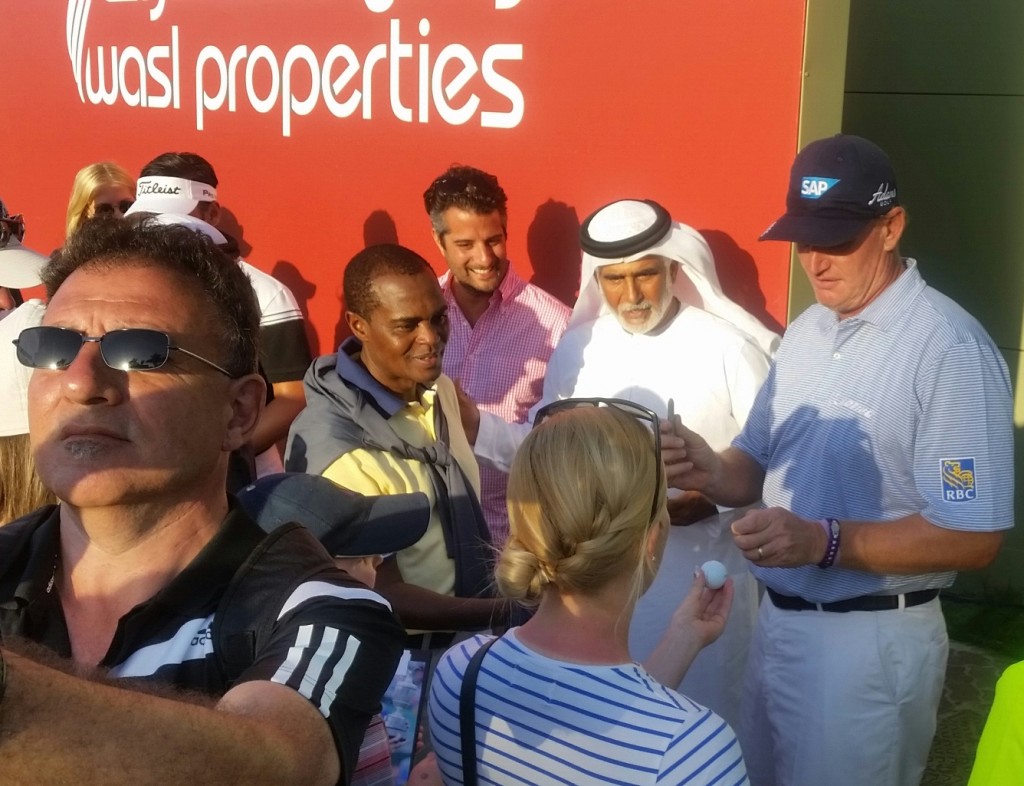 A fan is about to take a 'selfie' of four-time Major winning Ernie Els