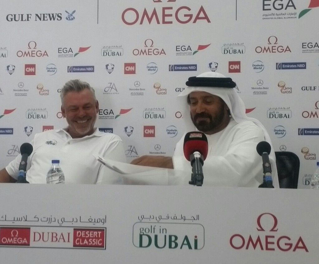 Darren Clarke attending today's press conference as  Patron on the MENA Tour.
