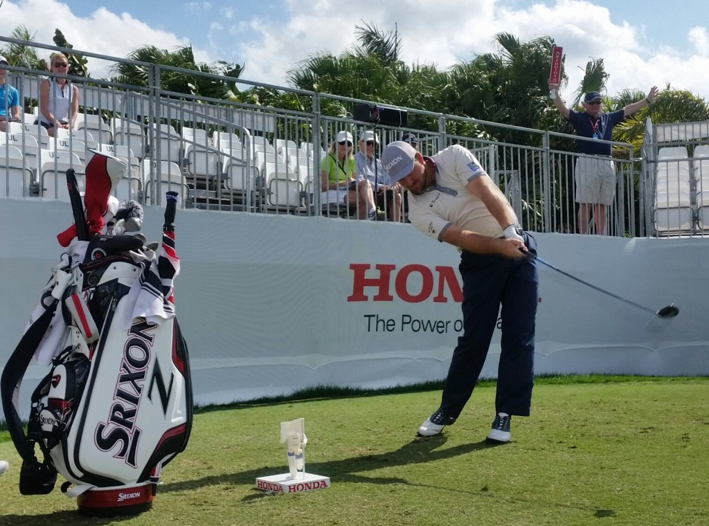 Graeme McDowell drives off the first or his 10th hole in today's Honda Classic Pro-Am. (Photo - www.golfbytourmiss.com)