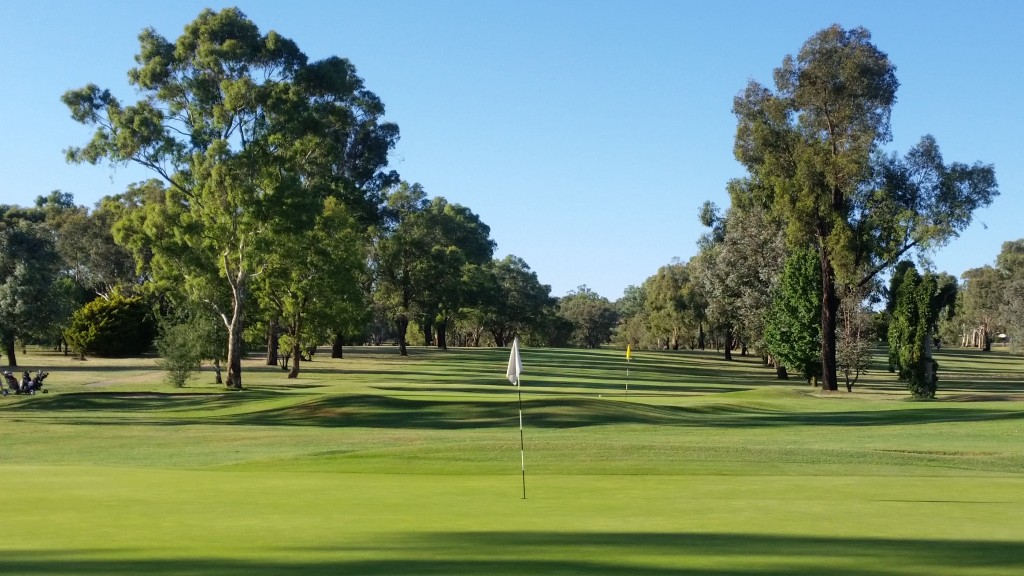 The 9th (background) and 18th holes at Bathurst GC.