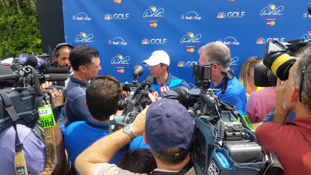 Rory McIlroy finds himself the centre of media attention after his round of 67.
