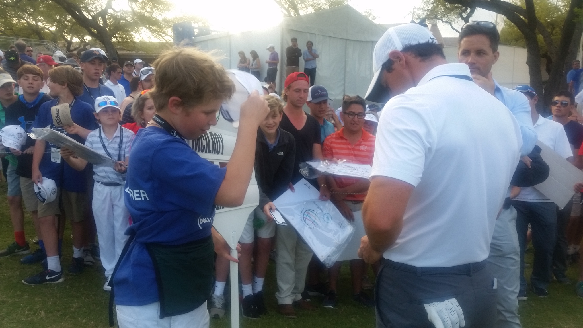 Rory McIlroy signs autographs after winning 1 up over Dane Thorbjorn Olesen