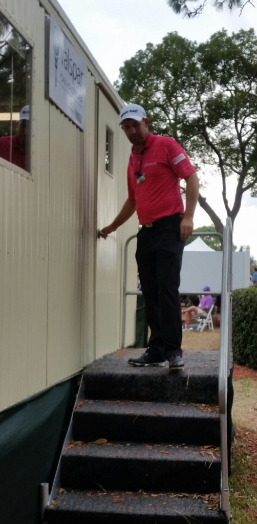 Padraig Harrington leaves the scorer's hut and soon headed on a 14,000 klm trip to India.