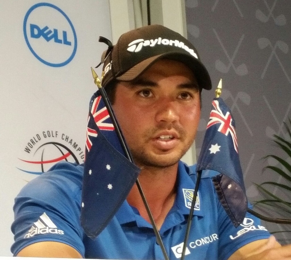 Jason Day flagged between a pair of Australian flags and favourite now to win a first Masters. (Photo - www.golfbytourmiss.com)