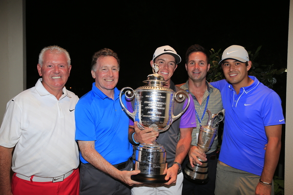 Rory McIlroy and Harry Diamond (right of picture) after McIlroy won the 2014 PGA Championship at Valhalla. (Photo - www.golfbytourmiss.com)