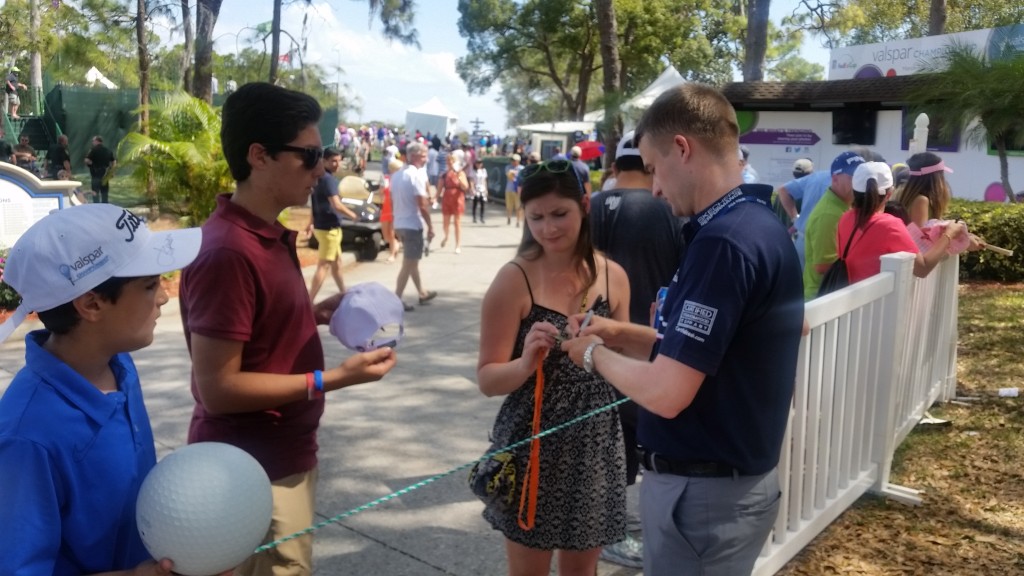 2015 Scottish Player of the Year Russell Knox signing autographs after his round.