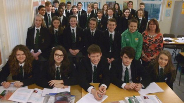 The class at Sullivan Upper School at Belfast quiz former pupil Rory McIlroy - March 2016