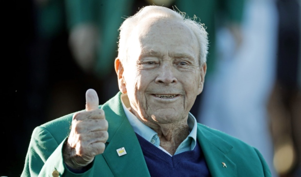 Arnold Palmer looking almost unrecognisable at today's 80th Masters opening ceremony. (Photo - www.Masters.com)