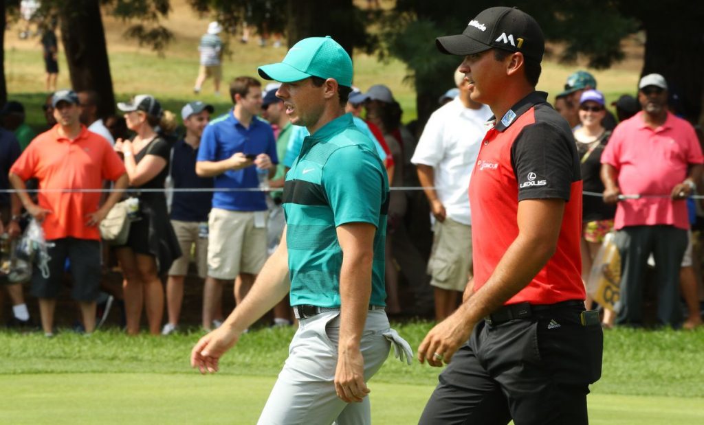 SPRINGFIELD, NJ - JULY 29: Rory McIlroy of Northern Ireland and Jason Day of Australia walk on the fifth hole during the second round of the 98th PGA Championship held at the Baltusrol Golf Club on July 29, 2016 in Springfield, New Jersey. (Photo by Scott Halleran/The PGA of America)