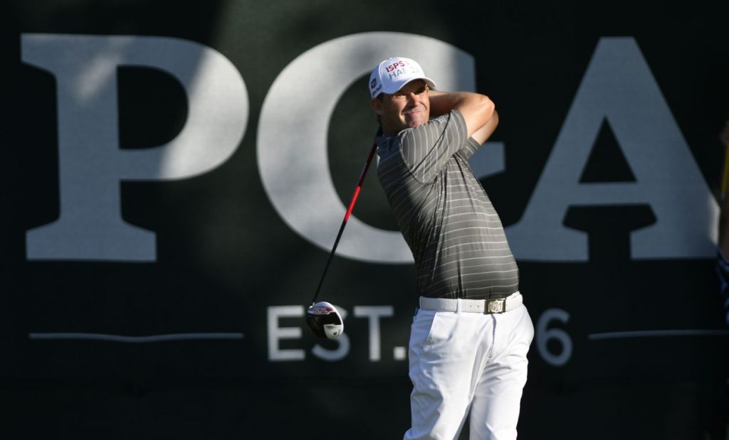 Jul 28, 2016; Springfield, NJ, USA; Padraig Harrington tees off on the first hole during the first round of the 2016 PGA Championship golf tournament at Baltusrol GC - Lower Course. Mandatory Credit: Eric Sucar-USA TODAY Sports