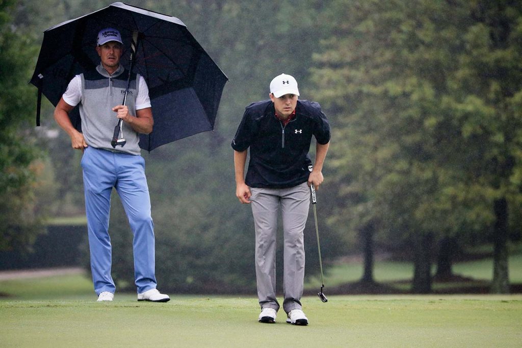 A year ago - Sweden's Henrik Stenson watches Jordan Spieth during the final round of the 2015 Tour Championship. (Photo - PGA Tour)