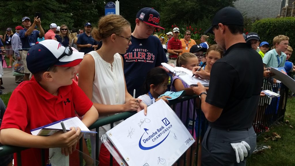 Rory McIlroy delights fans after his round of a four under par 67.