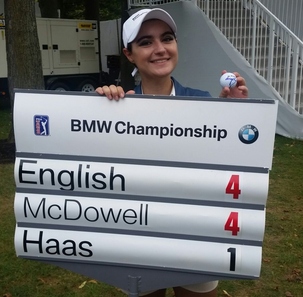 This young lady pleased to show off the goal ball signed by Graeme McDowell.  (Photo - www.golfbyourmiss.com)