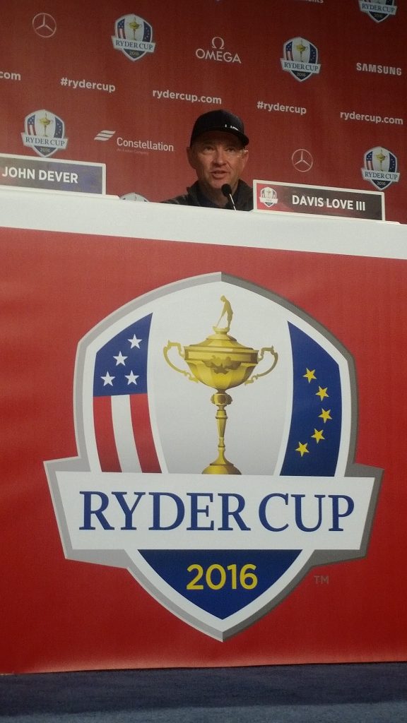 Davis Love 111 speaking today (WED) in the Media Centre at Hazeltine.