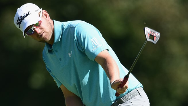 Austria's Bernd Wiesberger rolls in another birdie putt on route to a career record equal low rounds of 63 in the Porsche European Open.