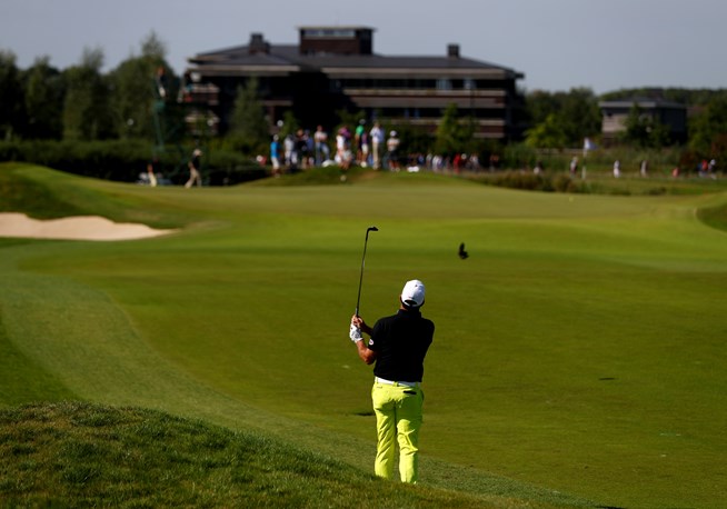 Scott Hend on route to a birdie down the last on day three of the KLM Open. (Photo - European Tour)