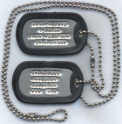 US Army style 'dog tags'.