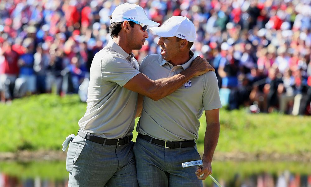 The Spanish duo of Sergio Garcia and Rafa Cabrera-Bello stun their American rivals in managing a half.