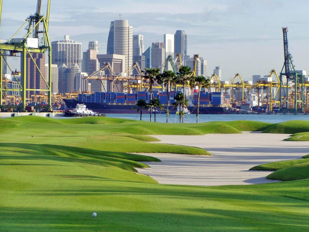 The Sentoasa GC and with the iconic Singapore Port district as a backdrop
