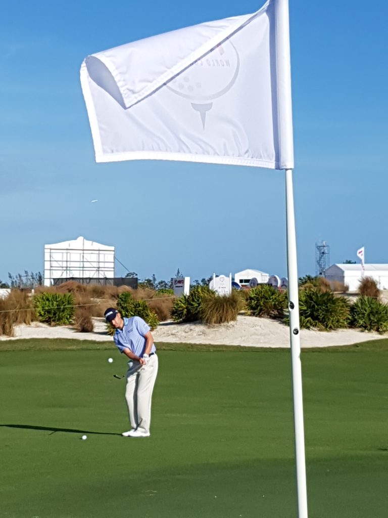 Scoitland's Russell Knox works on his short game ahead of this week's debut in the Hero World Challenge