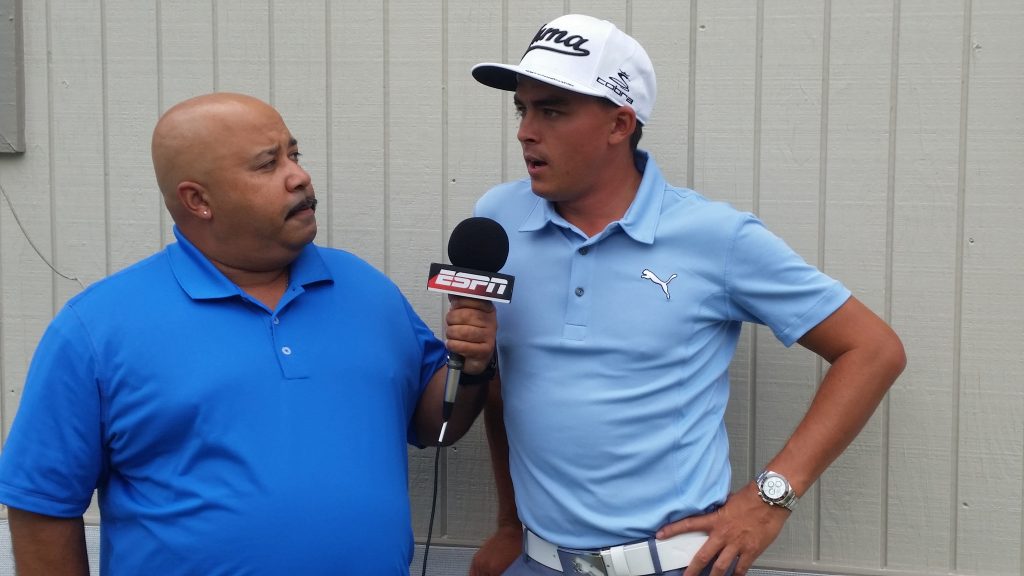 ESPNs popular Michael Collins interviewing Rickie Fowler.