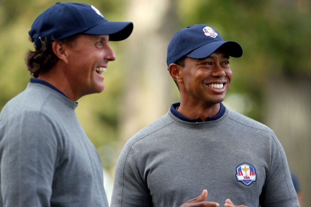 Phil Mickelson and Tiger Woods (Photo - www.rydercup.com)