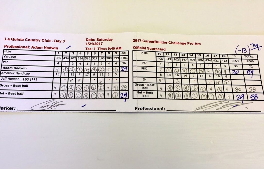 The 9th scorecard on the PGA Tour to show a round of 59.