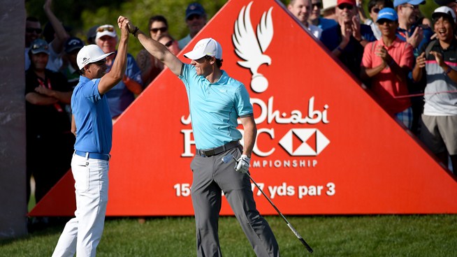 A reminder of Rory McIlroy's talent as he aces the 15th hole at the 2015 Abu Dhabi HSBC Championship and his fisrt pro ace.