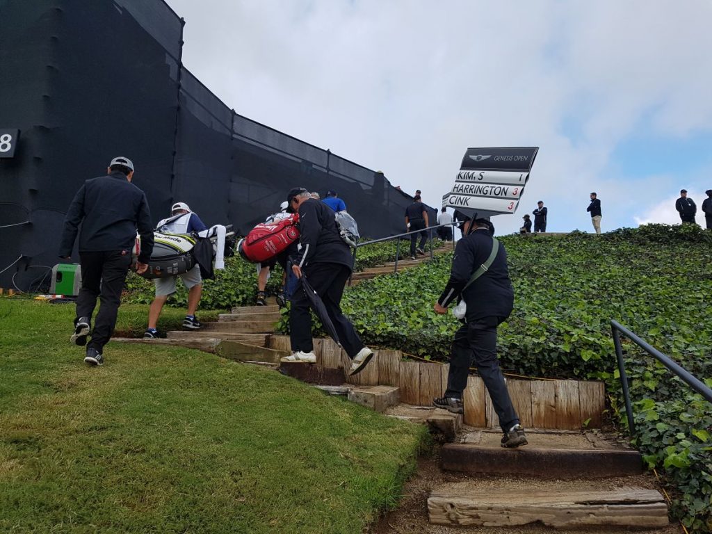 Padraig Harrington climbs his way to the clubhouse after a 72 second round in the Genesis Open.