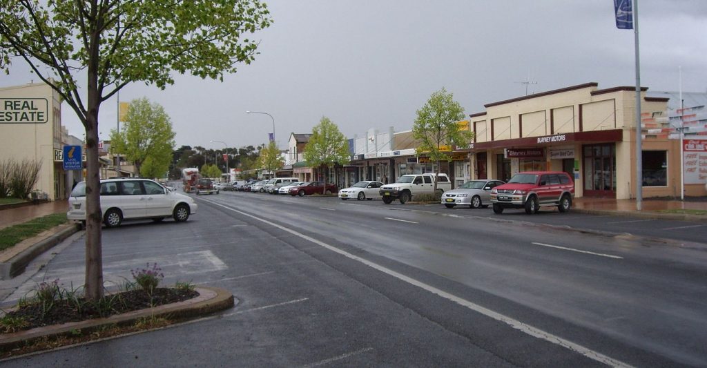 The main street of the town of Blayney, NSW, Australia.