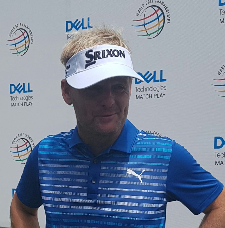 Soren Kjeldsen all smiles after defeating Rory McIlroy 2 & 1 in their opening match at the WGC - Dell Match-Play Championship