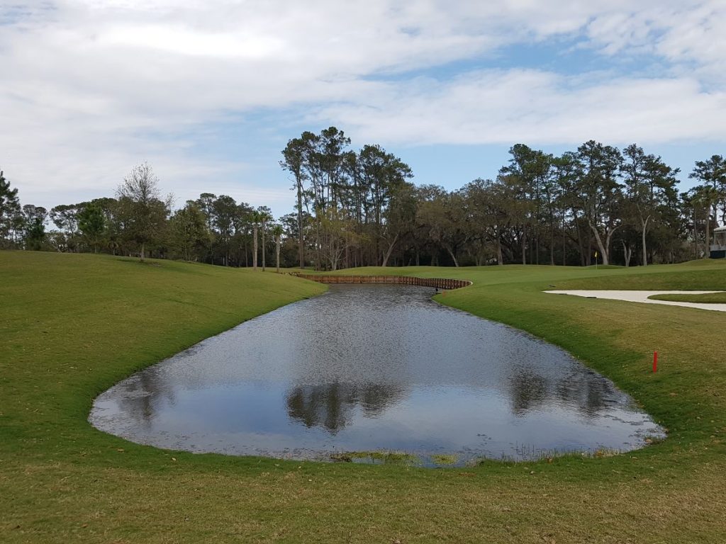 AND ... the new look 12th hole with the addition of a water hazard left of the green. (Photo - www.golfbytourmiss.com)