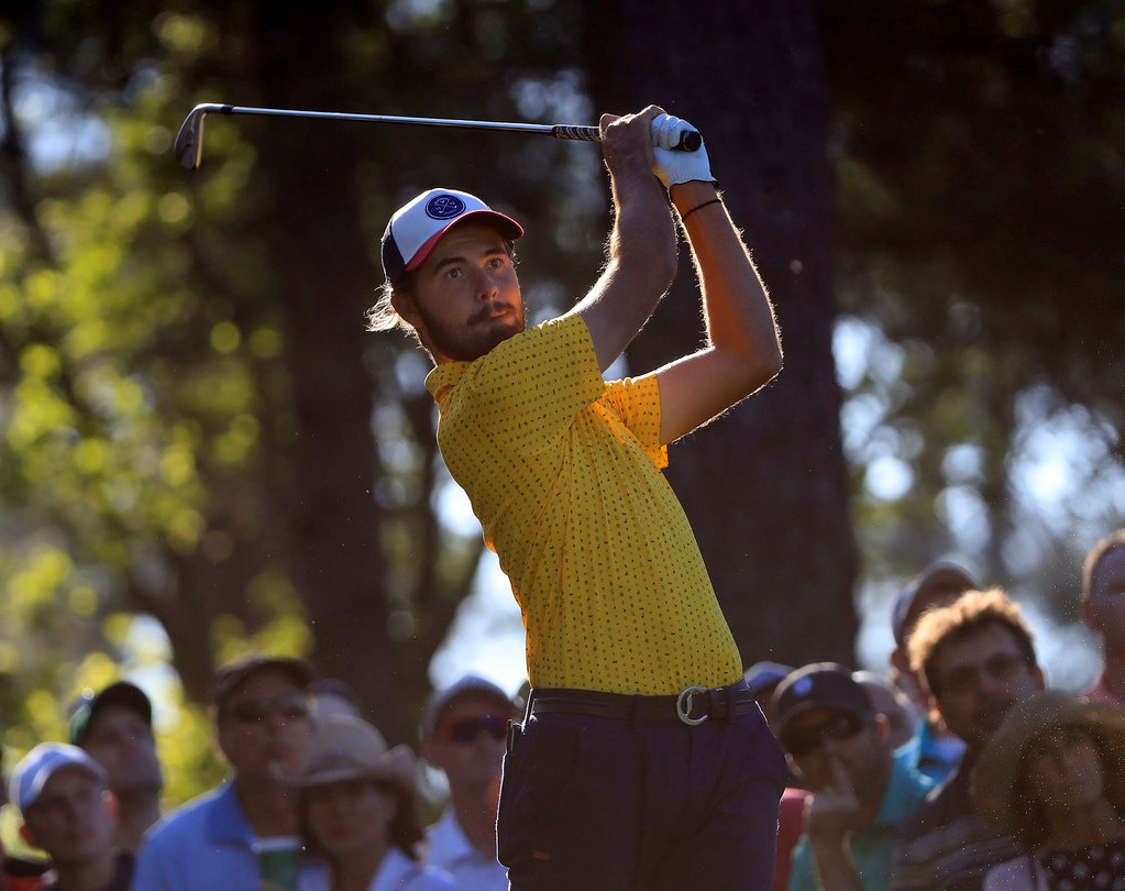Curtis Luck of Australia uses an iron on No. 4 during Practice Round 2 for the Masters at Augusta National Golf Club, Tuesday, April 4, 2017.