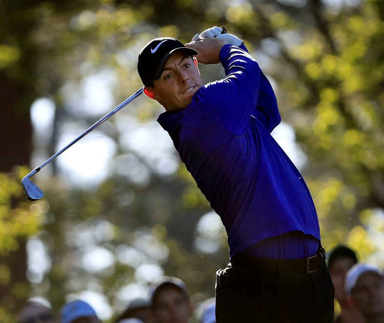 Rory McIlroy of Northern Ireland uses an iron on No. 4 during Practice Round 2 for the Masters at Augusta National Golf Club, Tuesday, April 4, 2017.
