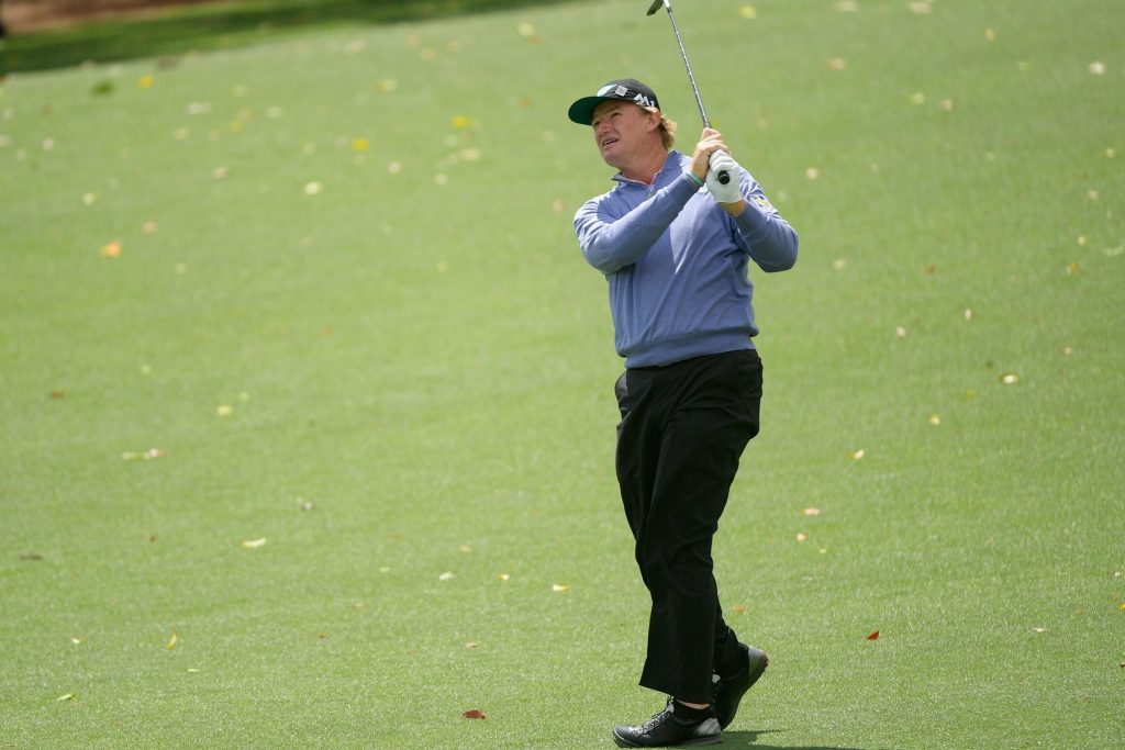 Erniie Els, competing in his 23rd Masters, and on route to a level par 72.